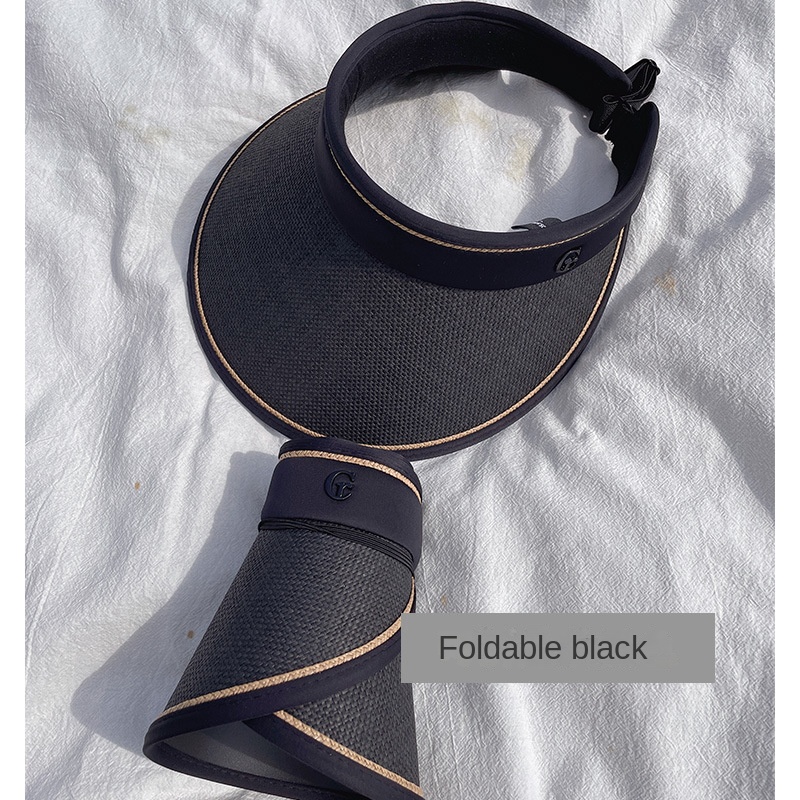 Collapsible UV shielding face with large roof and empty sun hat
