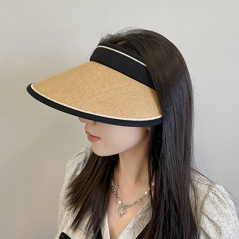 Collapsible UV shielding face with large roof and empty sun hat