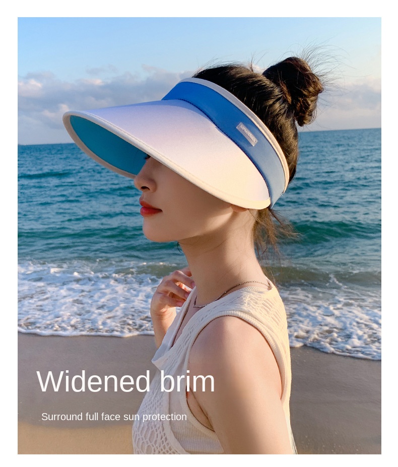 Color gradient outdoor empty top hat foldable adjustable hat for women