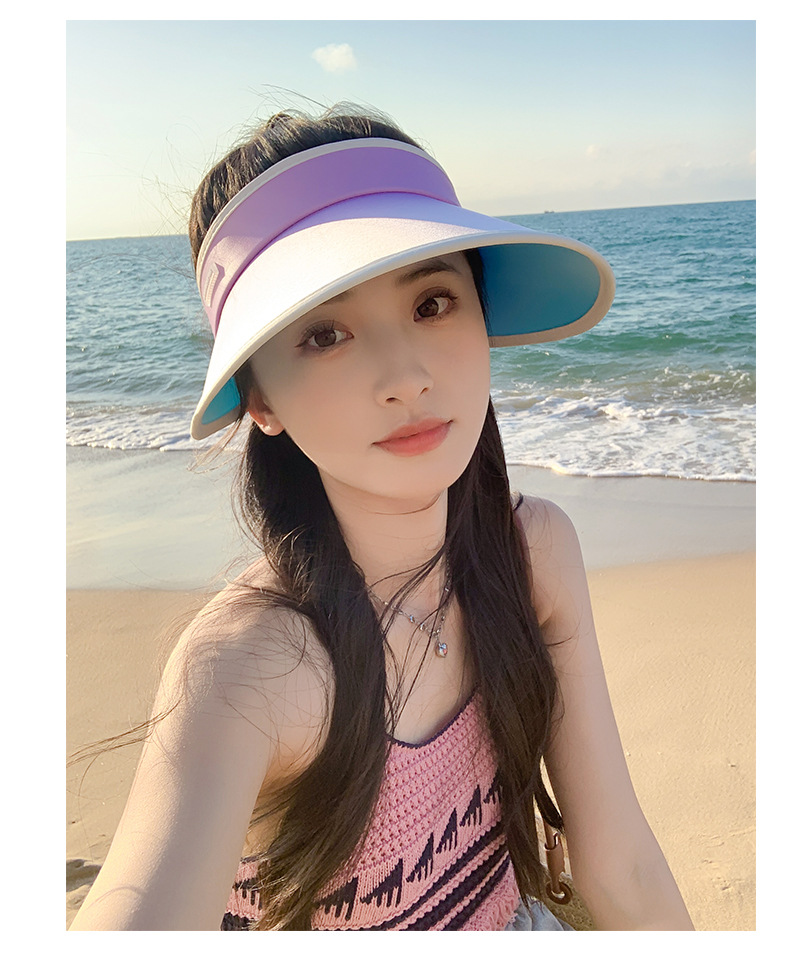 Color gradient outdoor empty top hat foldable adjustable hat for women