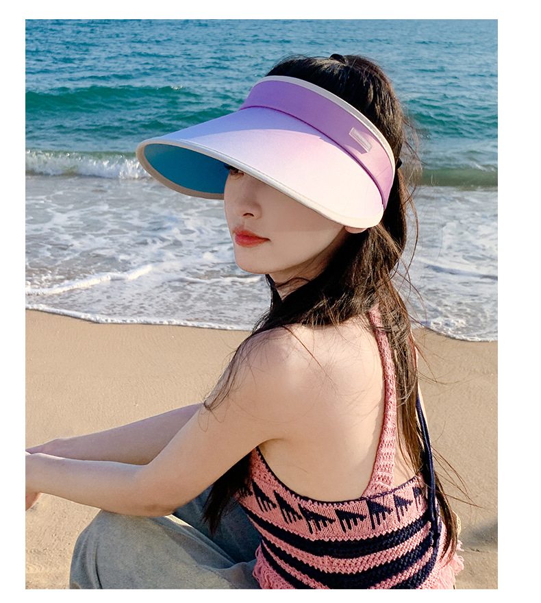 Color gradient outdoor empty top hat foldable adjustable hat for women