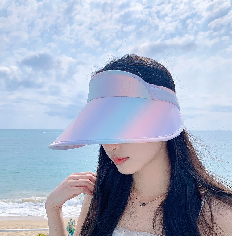 Color gradient outdoor empty top hat foldable adjustable hat for women