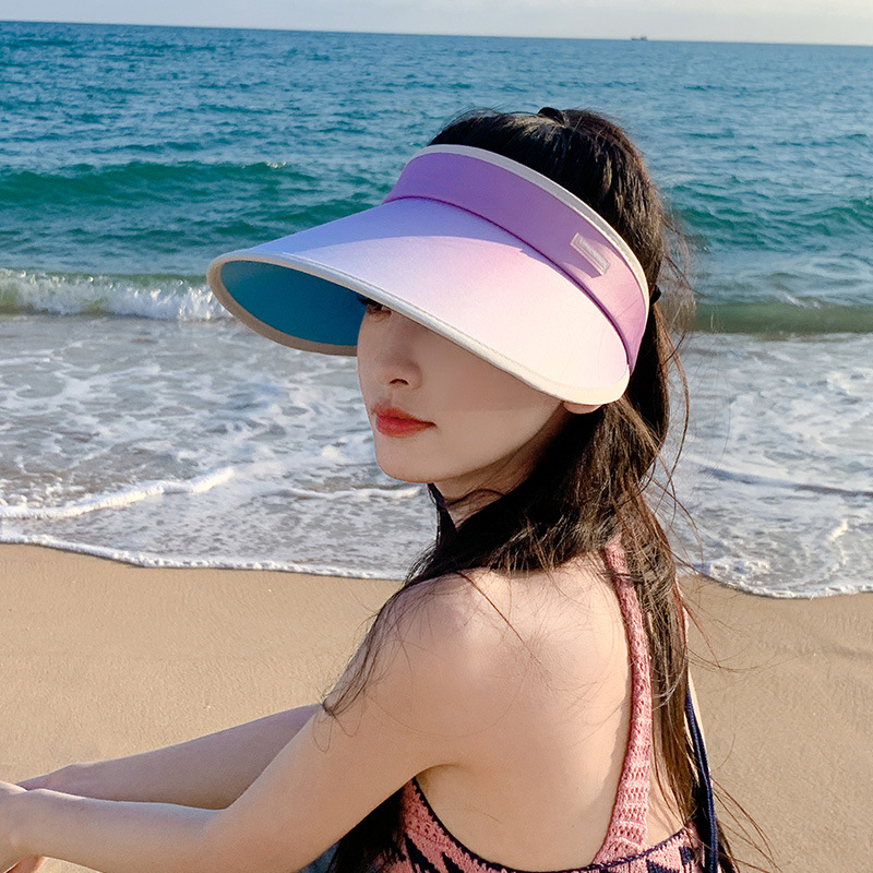 Color gradient outdoor empty top hat foldable adjustable hat for women