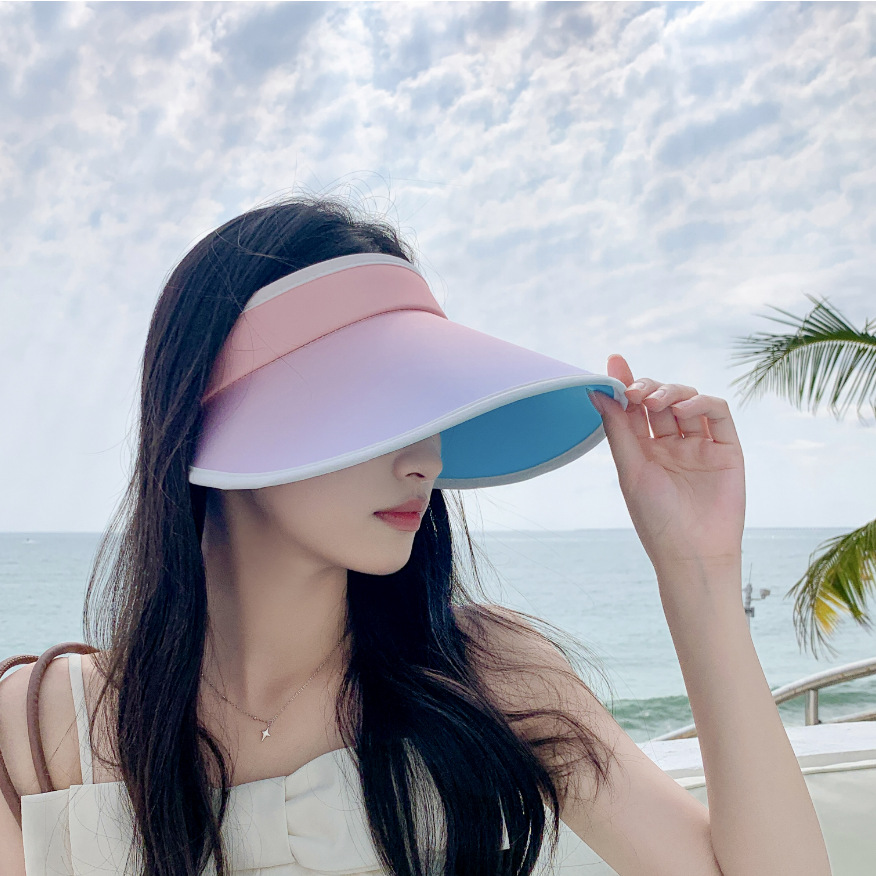Color gradient outdoor empty top hat foldable adjustable hat for women