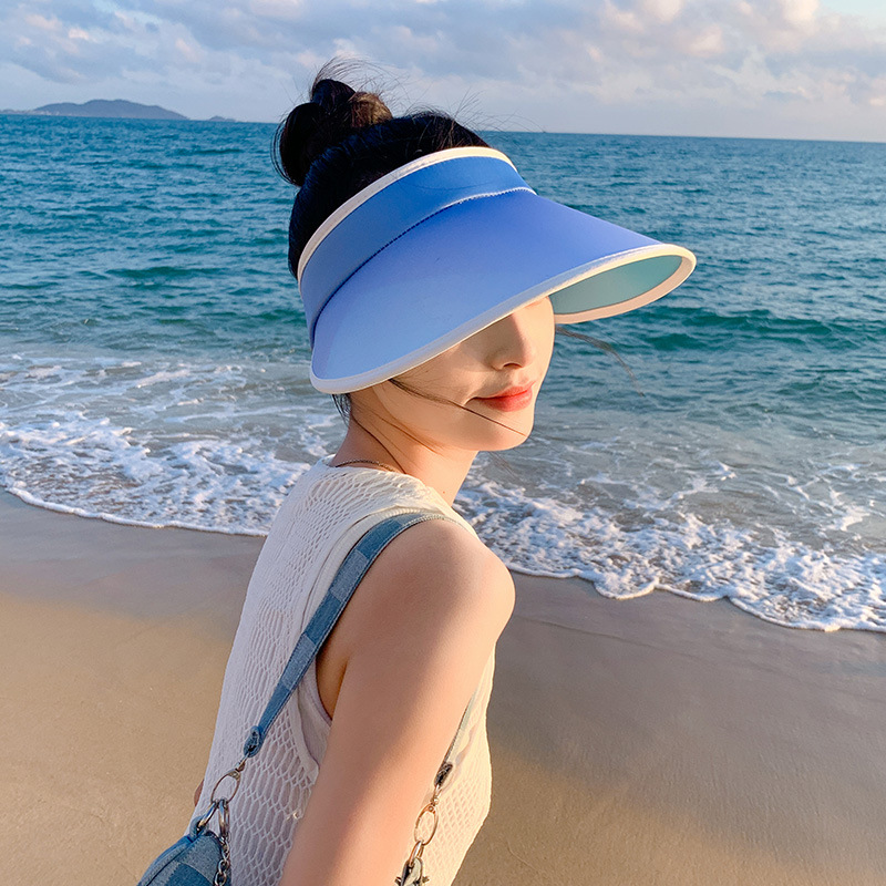 Color gradient outdoor empty top hat foldable adjustable hat for women