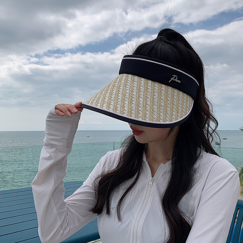 Color gradient outdoor empty top hat foldable adjustable hat for women