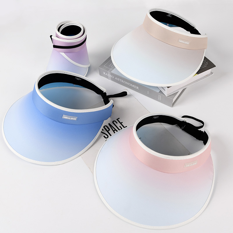Color gradient outdoor empty top hat foldable adjustable hat for women