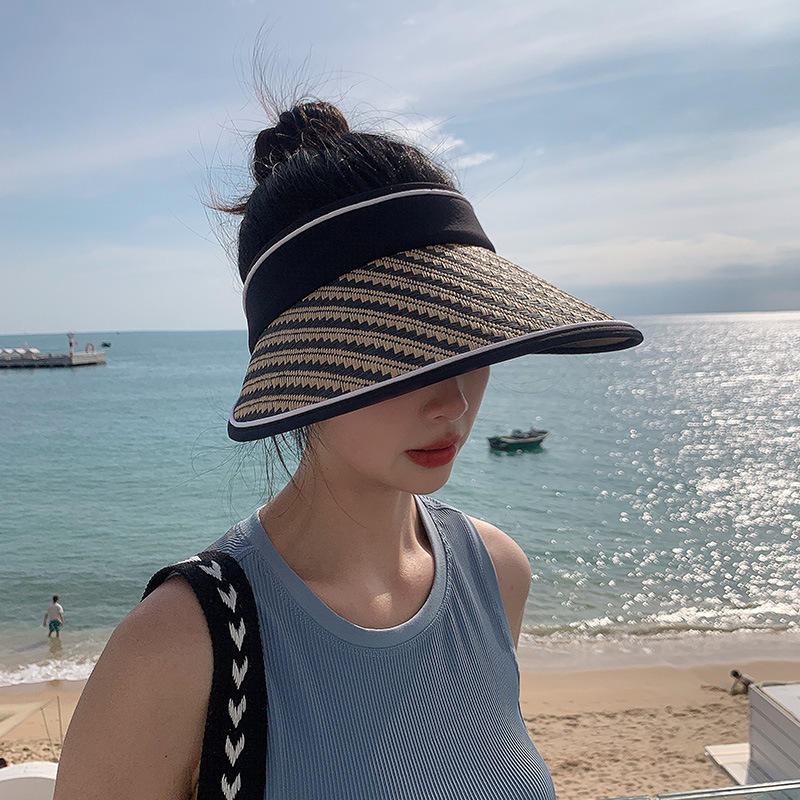 Color gradient outdoor empty top hat foldable adjustable hat for women