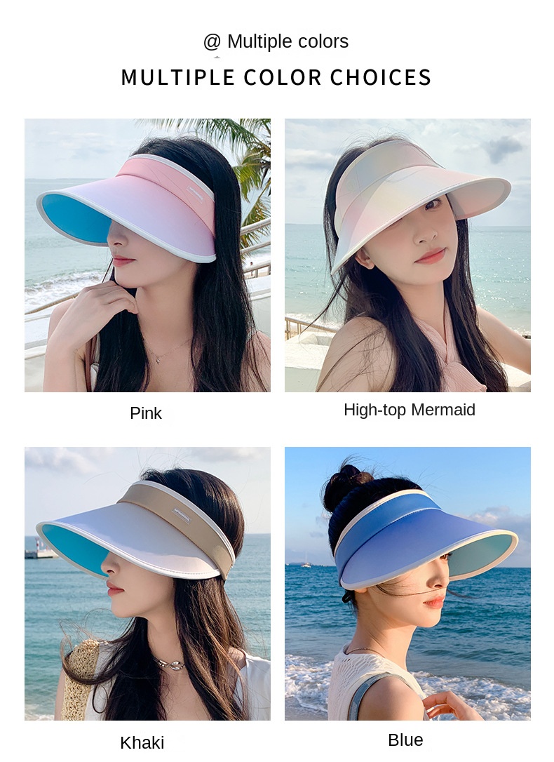 Color gradient outdoor empty top hat foldable adjustable hat for women