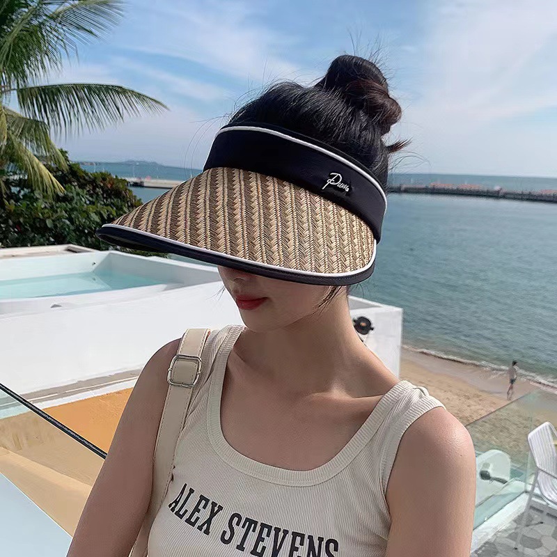 Color gradient outdoor empty top hat foldable adjustable hat for women