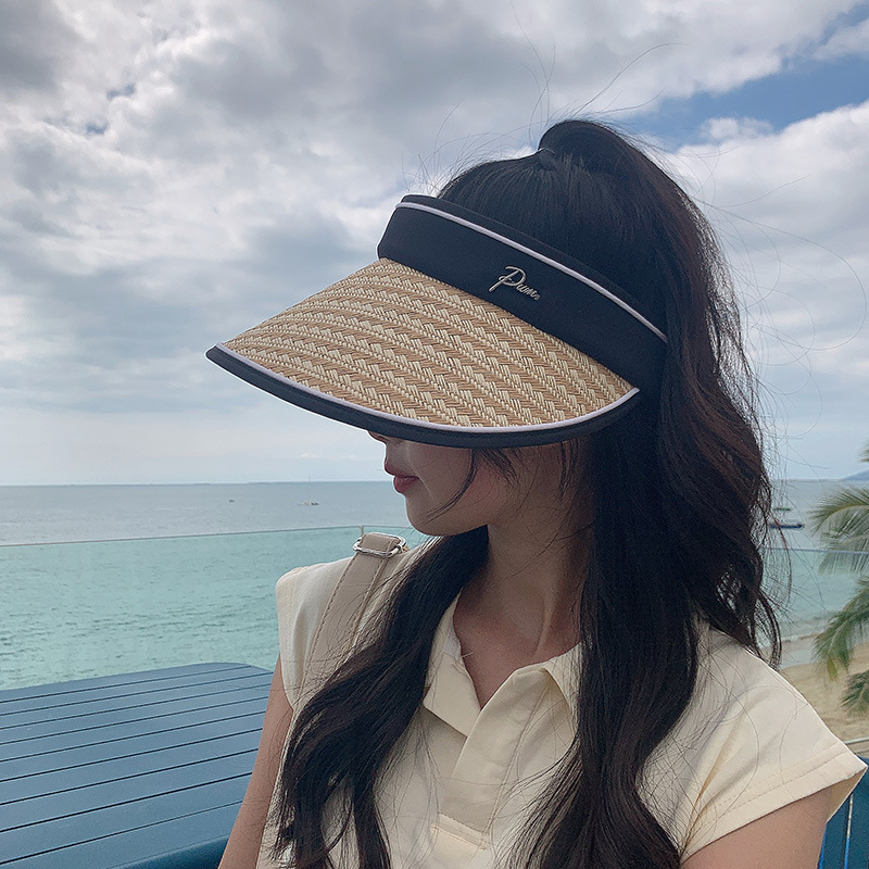 Color gradient outdoor empty top hat foldable adjustable hat for women