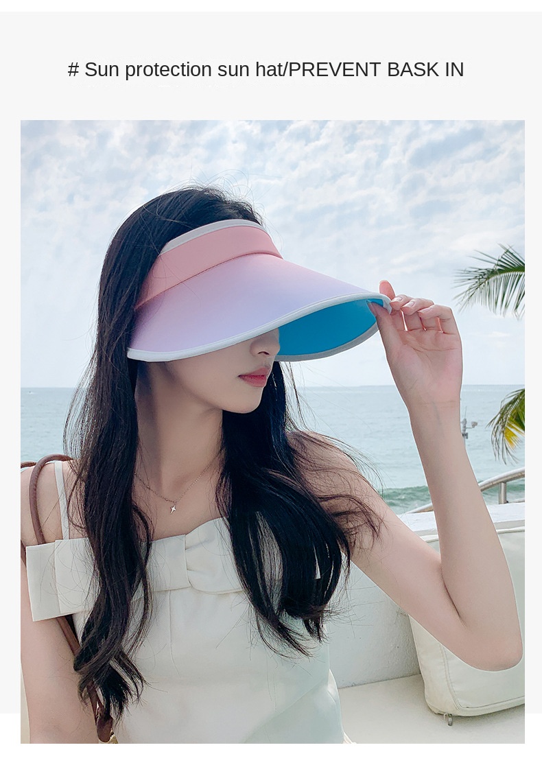 Color gradient outdoor empty top hat foldable adjustable hat for women