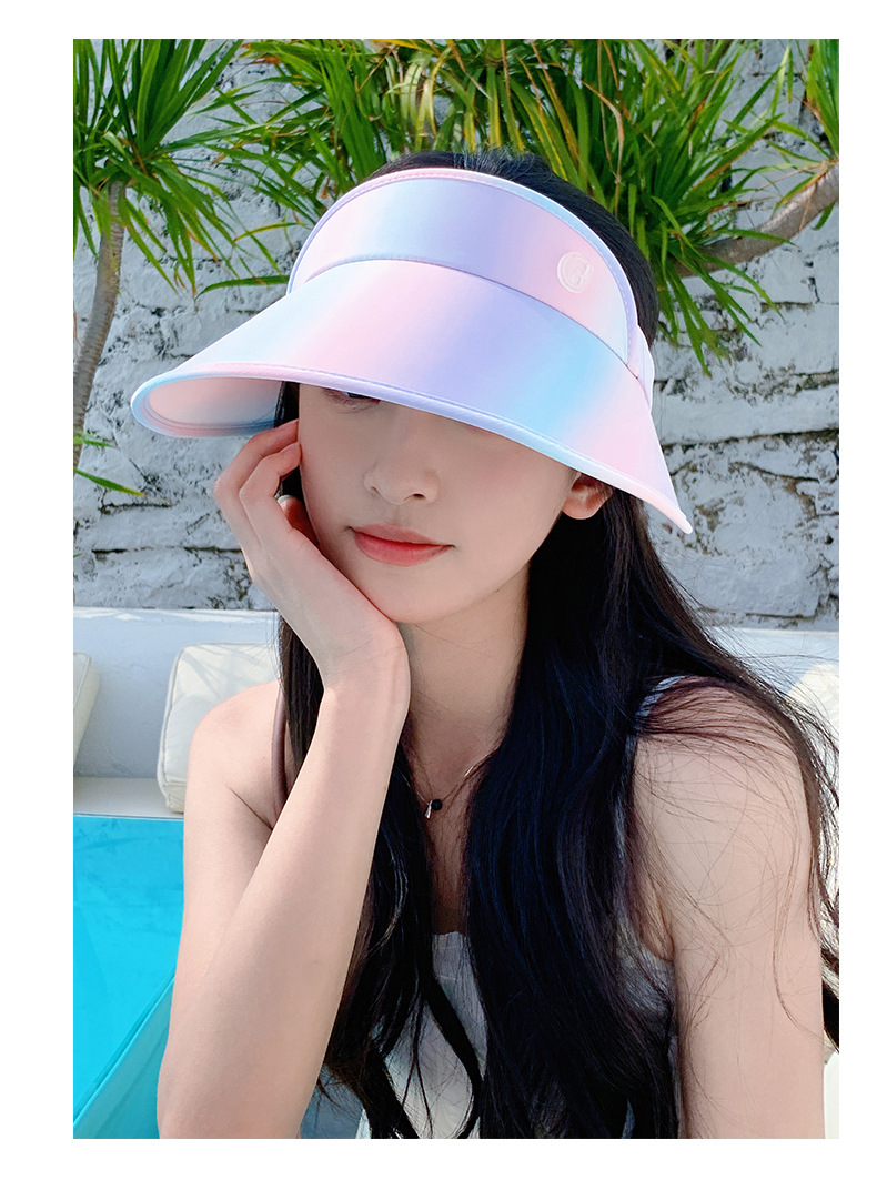 Color gradient outdoor empty top hat foldable adjustable hat for women