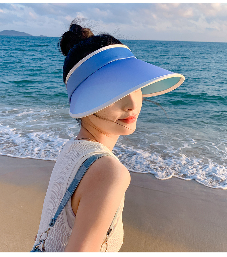 Color gradient outdoor empty top hat foldable adjustable hat for women