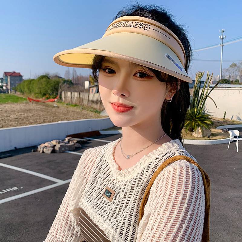 Color gradient outdoor empty top hat foldable adjustable hat for women