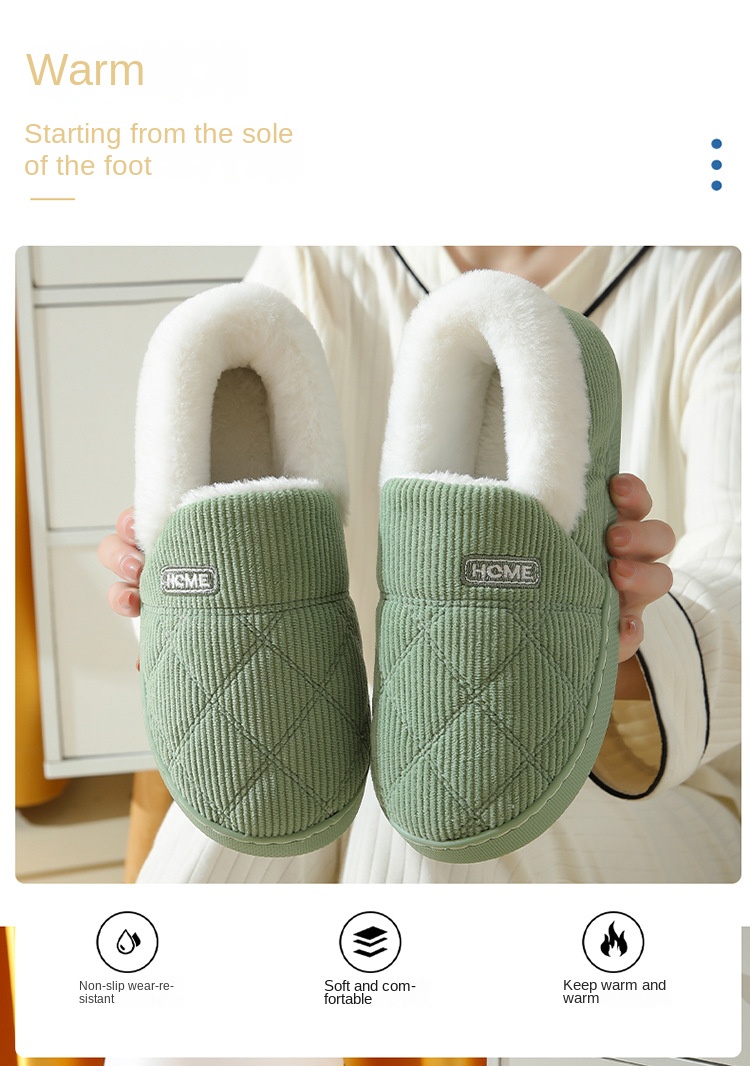 Corduroy cotton slippers