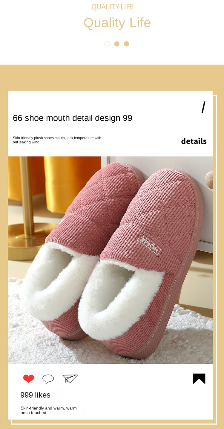 Corduroy cotton slippers