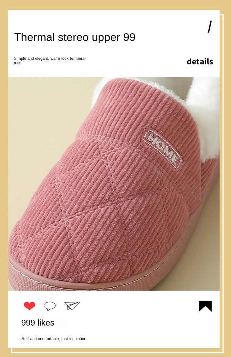 Corduroy cotton slippers