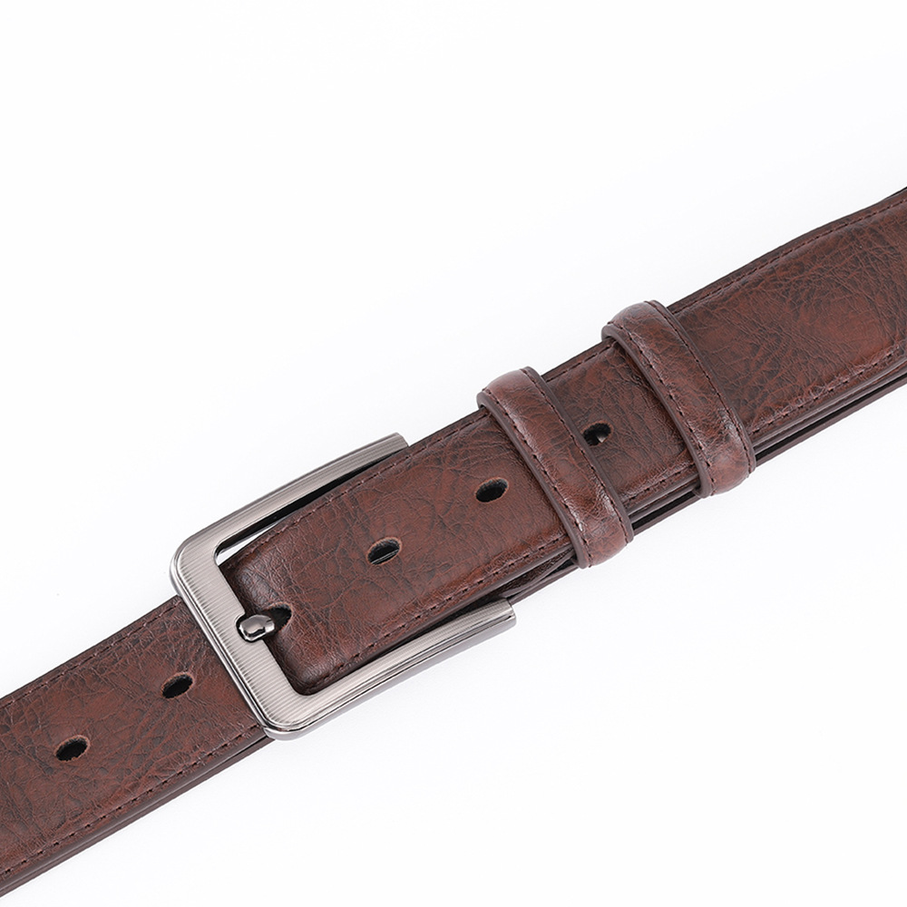 Cowhide belt with needle buckle for men