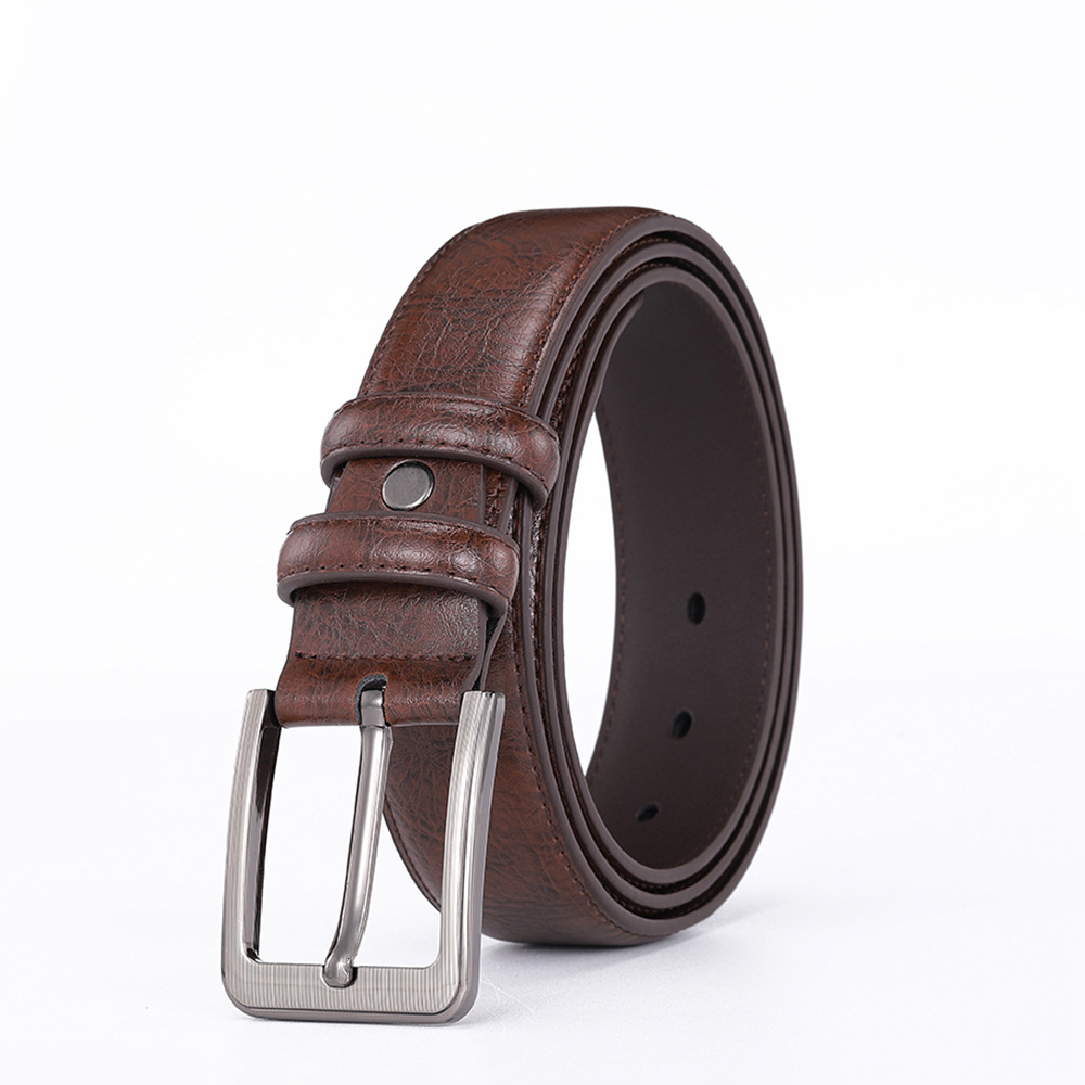 Cowhide belt with needle buckle for men