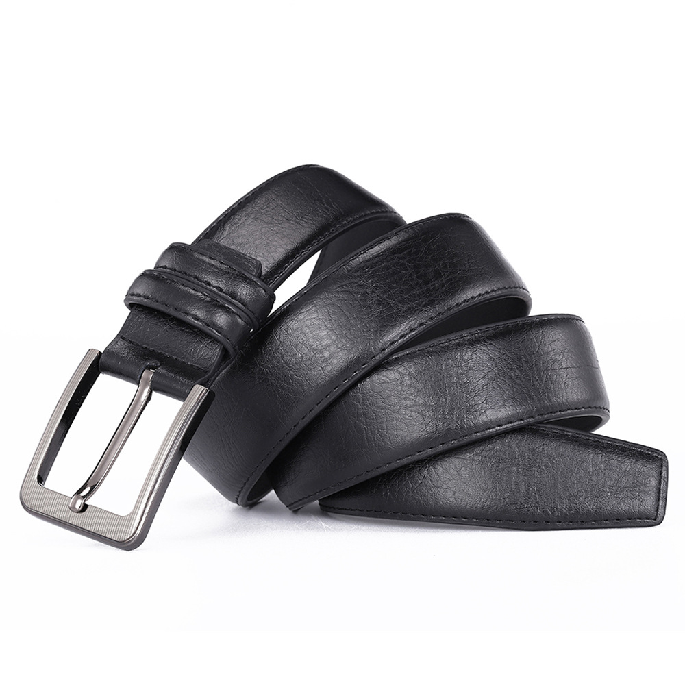 Cowhide belt with needle buckle for men