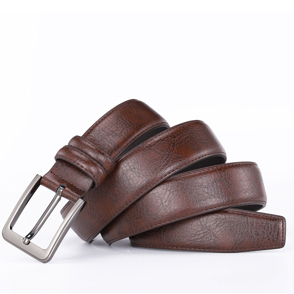 Cowhide belt with needle buckle for men