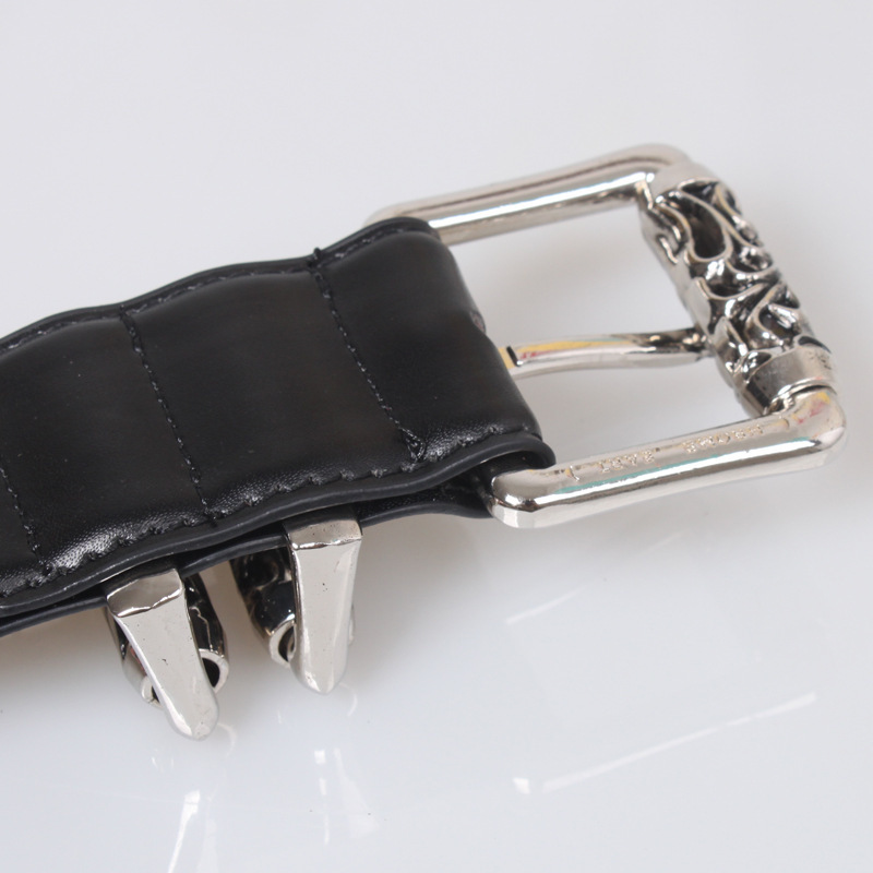 Crowe pin buckle men’s and women’s decorative leather wide belt