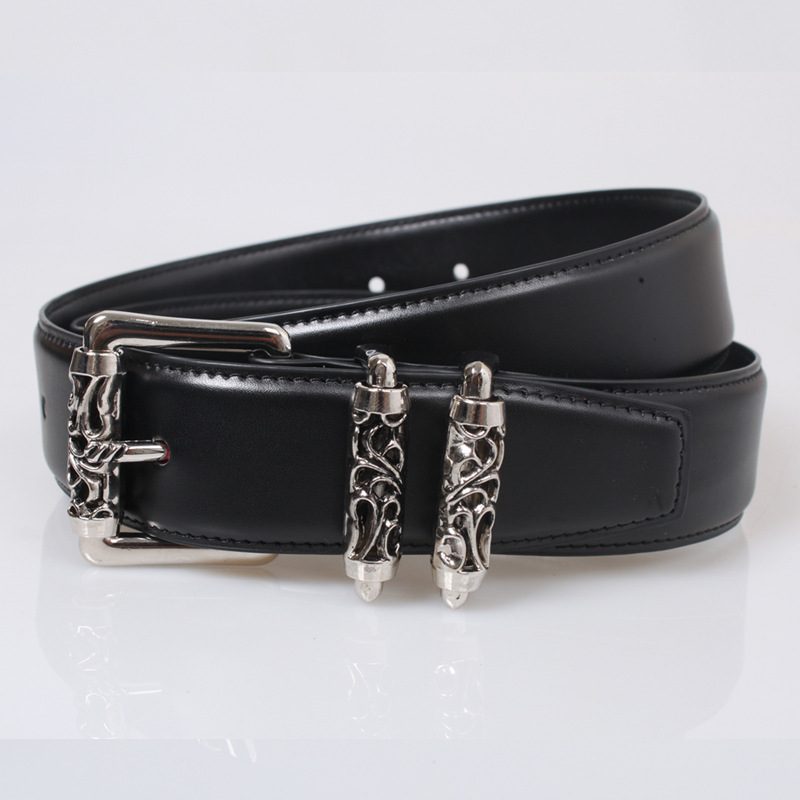 Crowe pin buckle men’s and women’s decorative leather wide belt