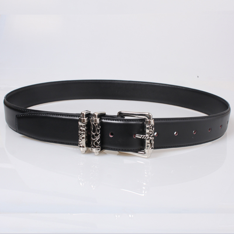 Crowe pin buckle men’s and women’s decorative leather wide belt