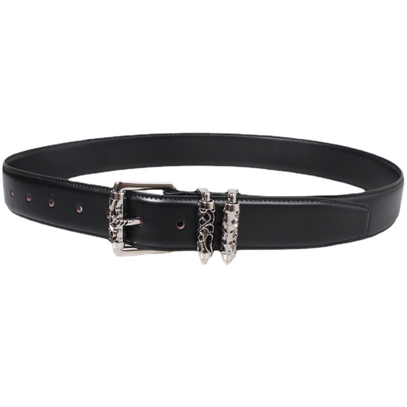 Crowe pin buckle men’s and women’s decorative leather wide belt