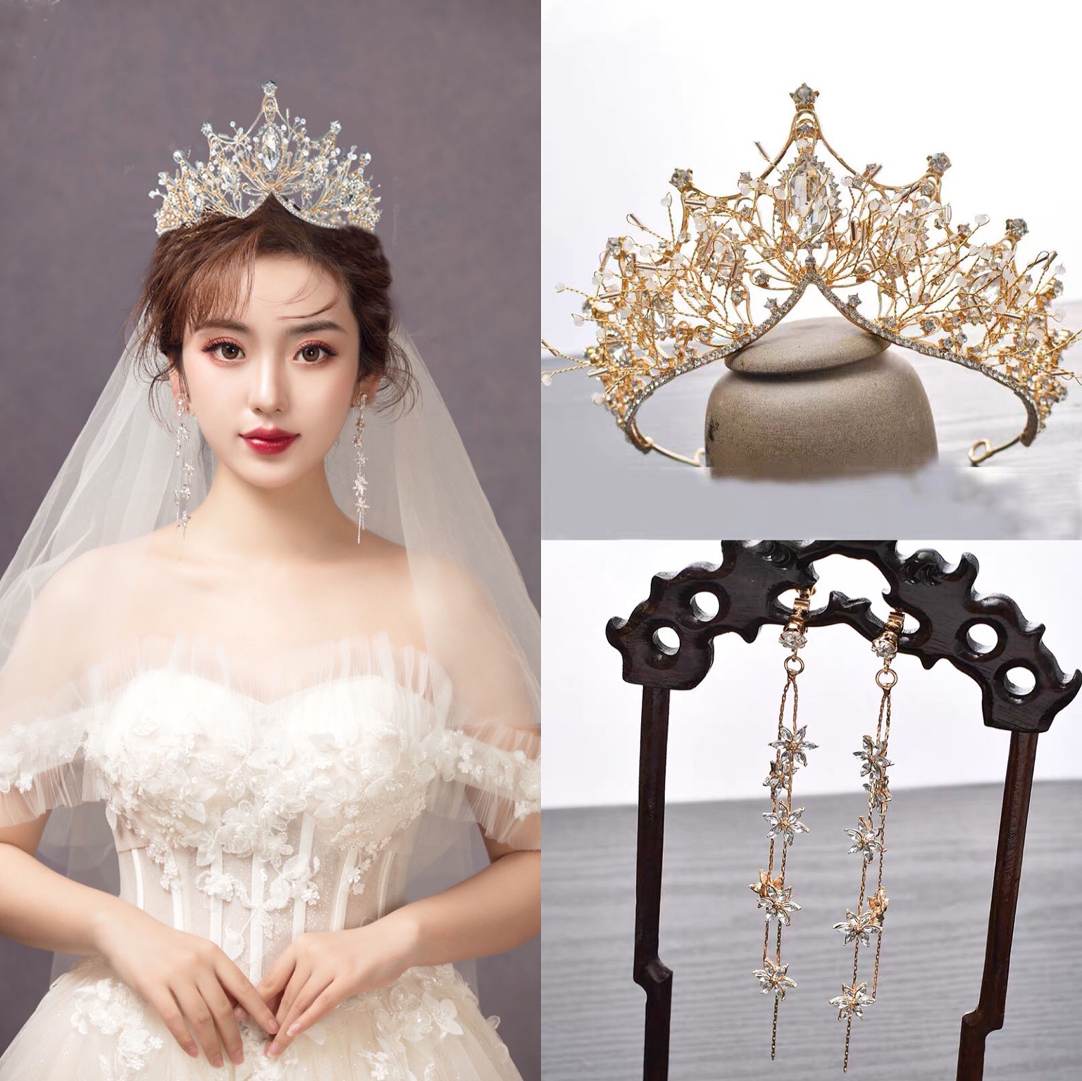Crown bridal headband headpiece