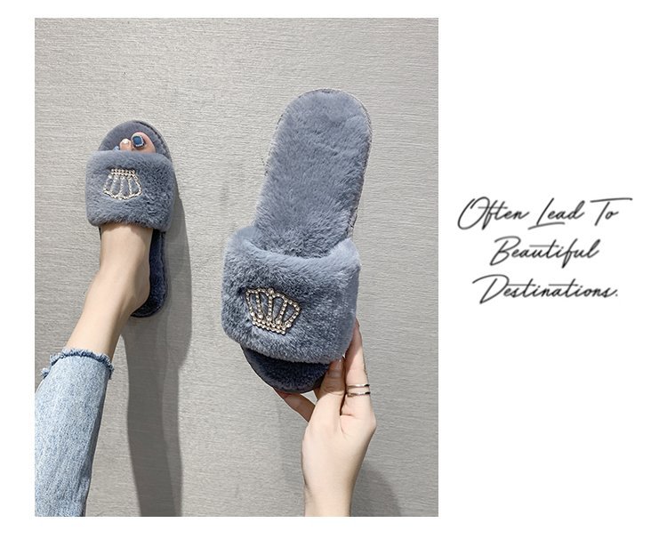 Crown bright diamond cotton slippers