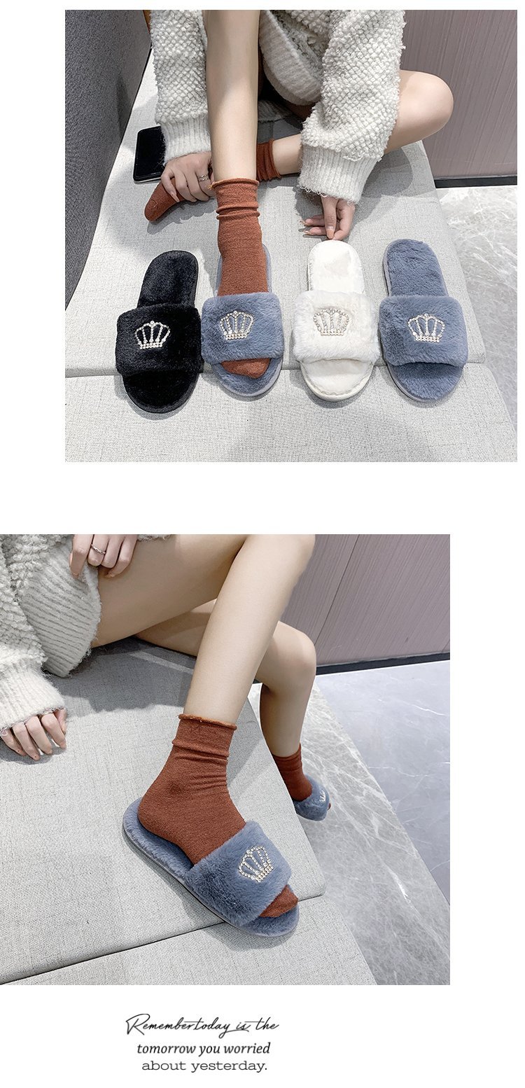Crown bright diamond cotton slippers