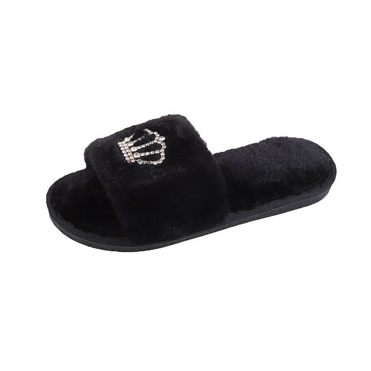 Crown bright diamond cotton slippers