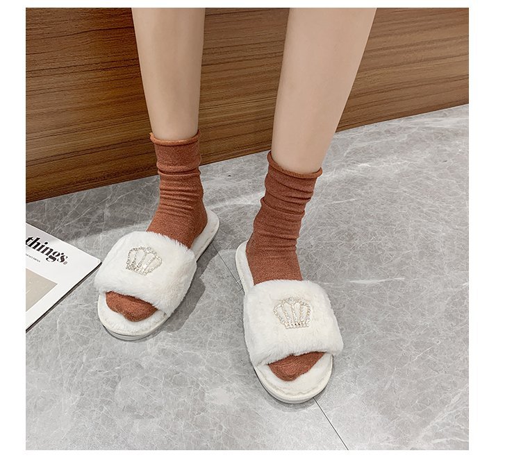 Crown bright diamond cotton slippers