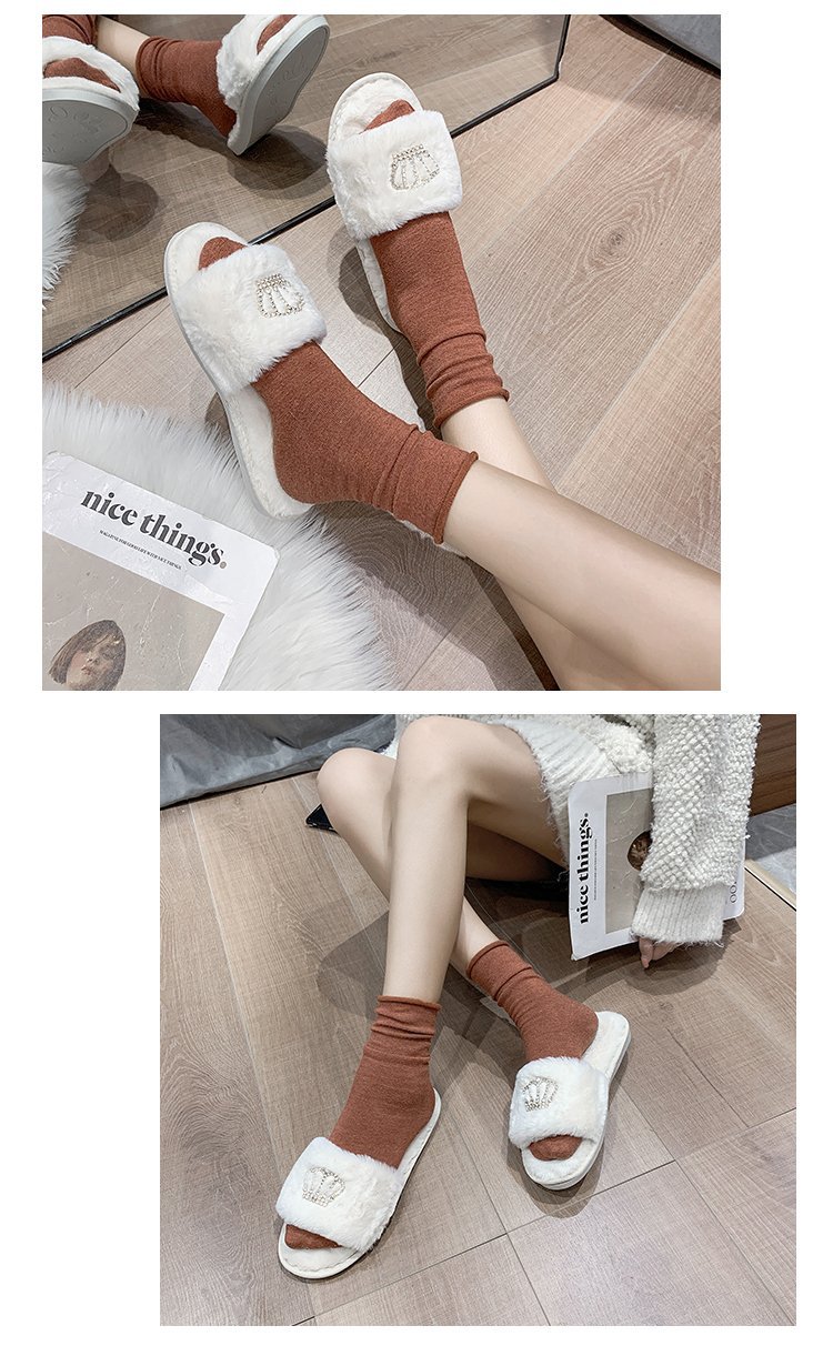 Crown bright diamond cotton slippers