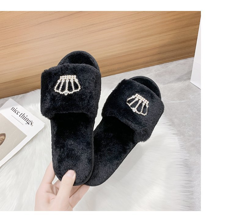 Crown bright diamond cotton slippers