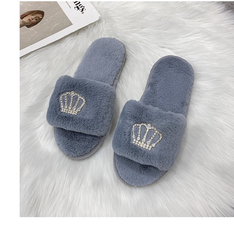 Crown bright diamond cotton slippers