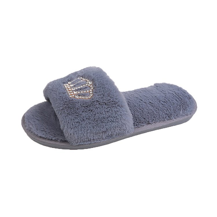 Crown bright diamond cotton slippers