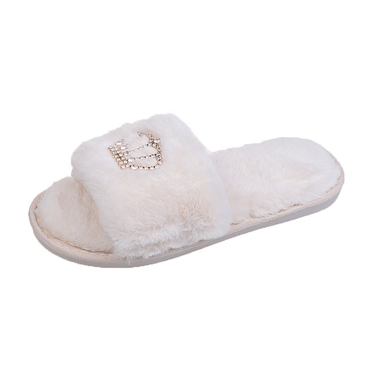 Crown bright diamond cotton slippers
