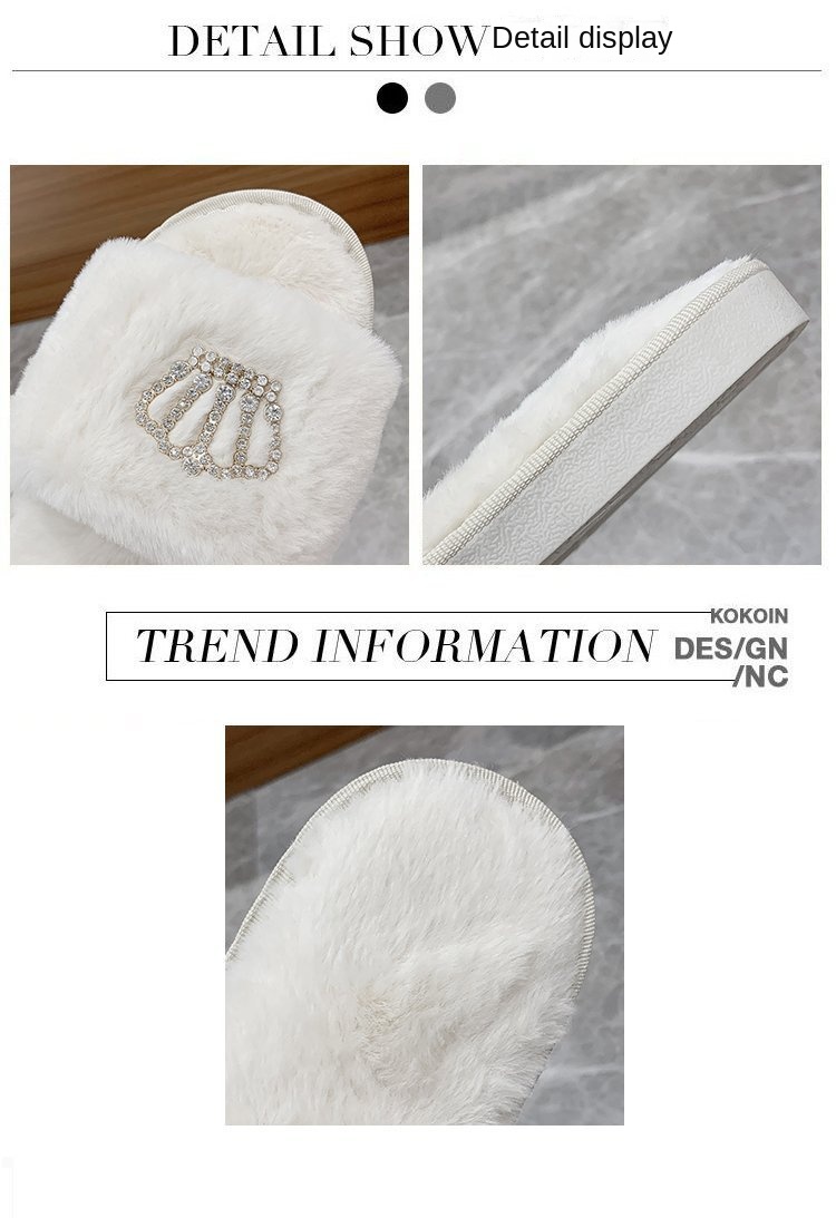Crown bright diamond cotton slippers