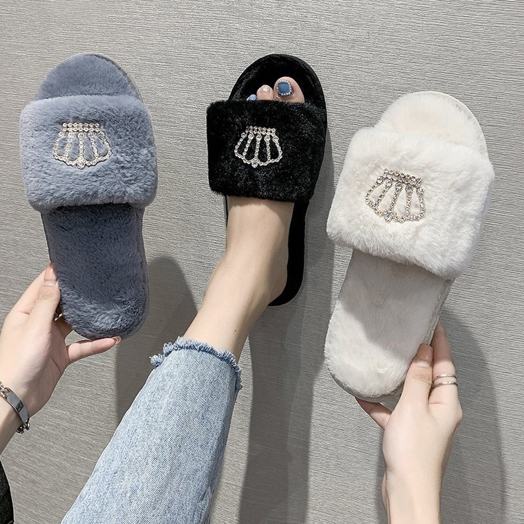 Crown bright diamond cotton slippers