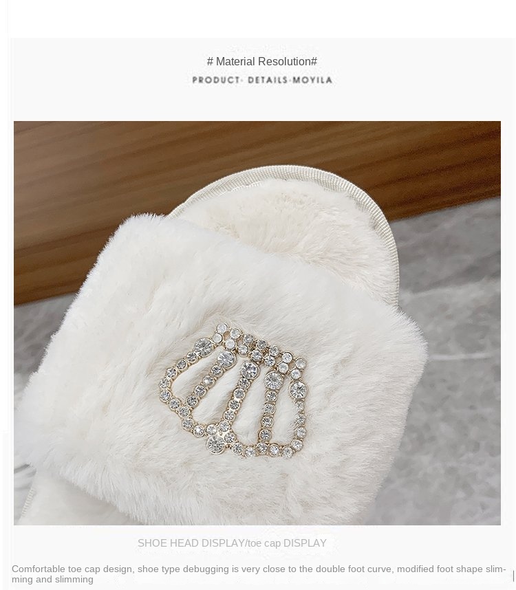 Crown bright diamond cotton slippers