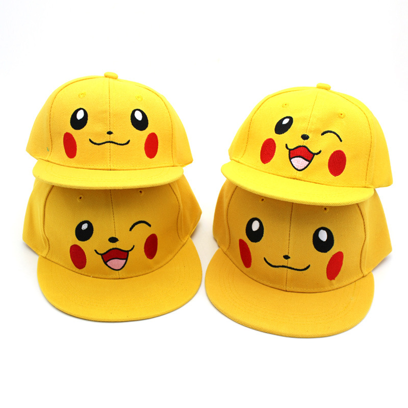 Cute cartoon Pikachu family hip hop flat brim hat