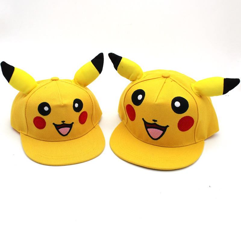 Cute cartoon Pikachu family hip hop flat brim hat