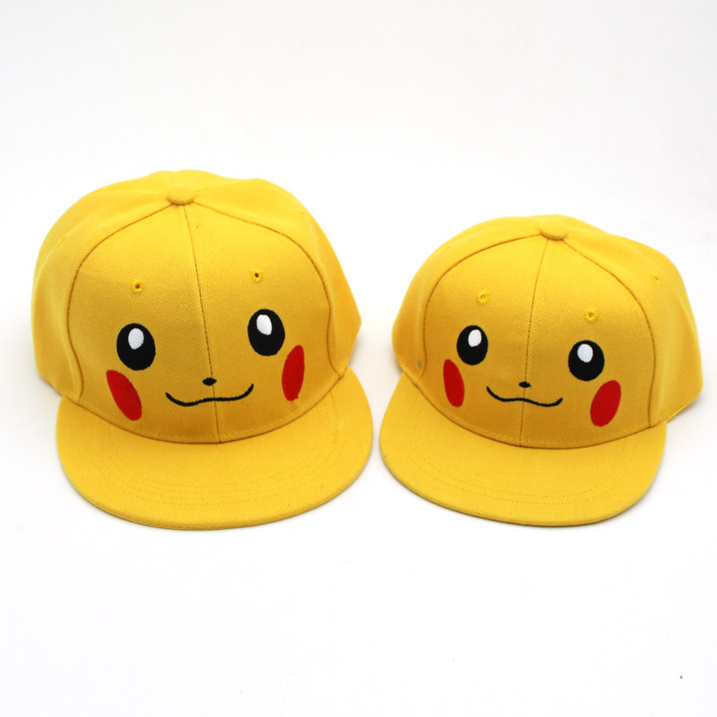 Cute cartoon Pikachu family hip hop flat brim hat