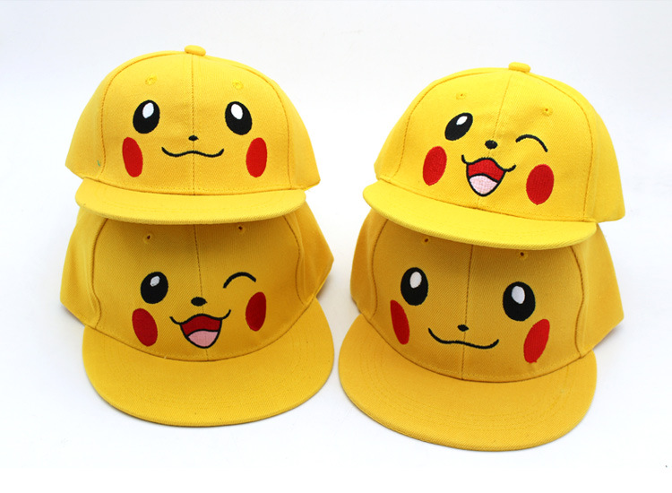 Cute cartoon Pikachu family hip hop flat brim hat