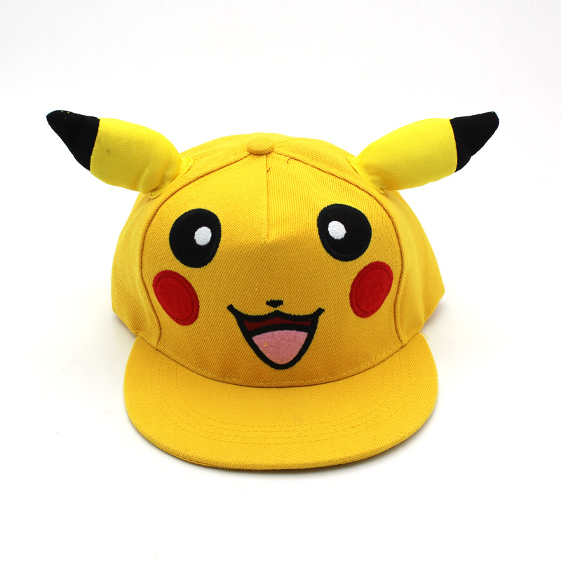 Cute cartoon Pikachu family hip hop flat brim hat