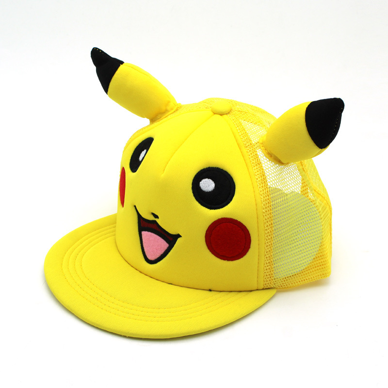 Cute cartoon Pikachu family hip hop flat brim hat