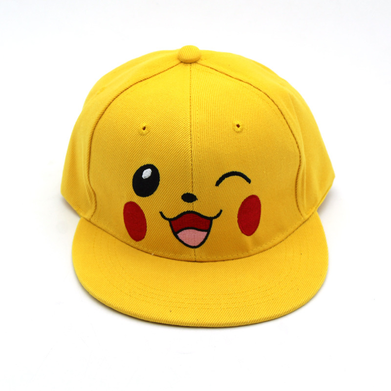Cute cartoon Pikachu family hip hop flat brim hat